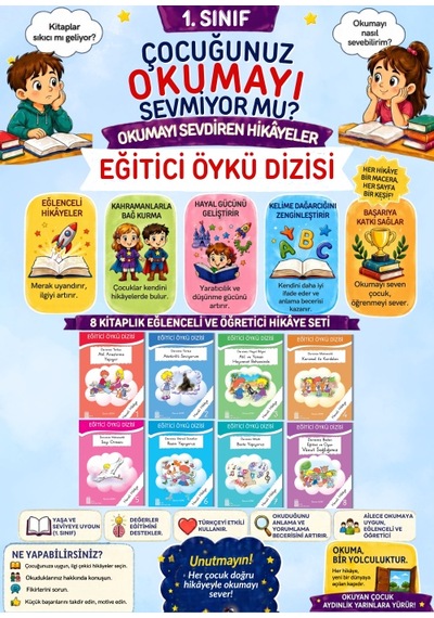 1.sınıflar İçin Çocuklara Özel Eğitci 10'lu Okuma Kitabı