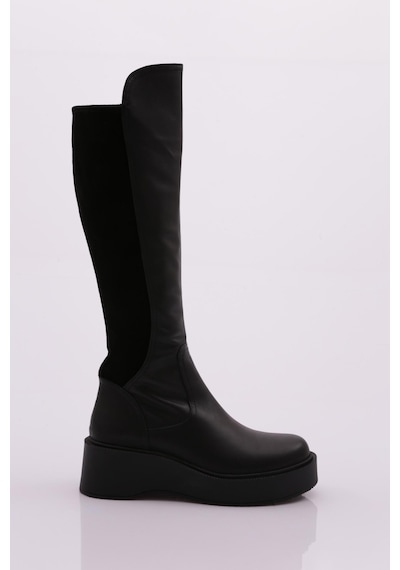 Dgn 22535-22k Kadin Kalin Taban Fermuarli Knee High Çizme 22535-2-R2119 Siyah