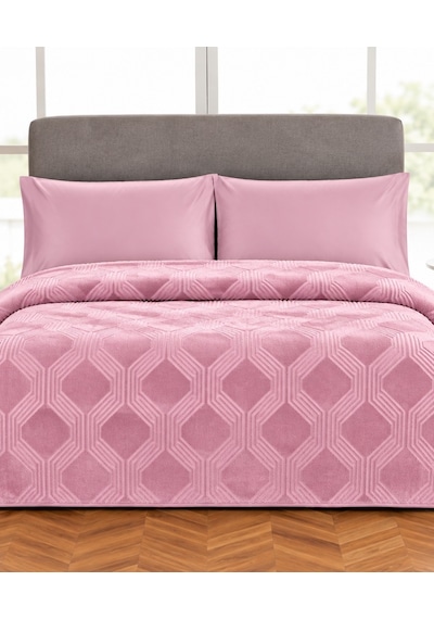 Özdilek Trendy Embos Çift Kişilik Battaniye -art Deco Menekşe Pembe