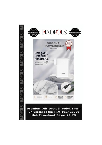 Premium Ofis Desteği Yedek Enerji Universal Seçim Trm-1017 10000 Mah Powerbank Beyaz 22,5w Diğer