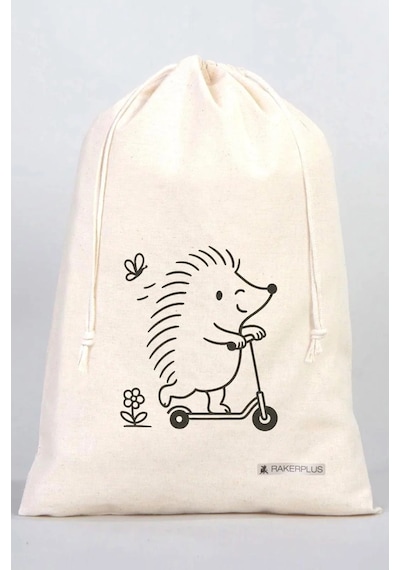 Rakerplus Tbons Özel Tasarım 30x40 Cm Ham Bez Büzgülü Ayakkabı Torbası Krem