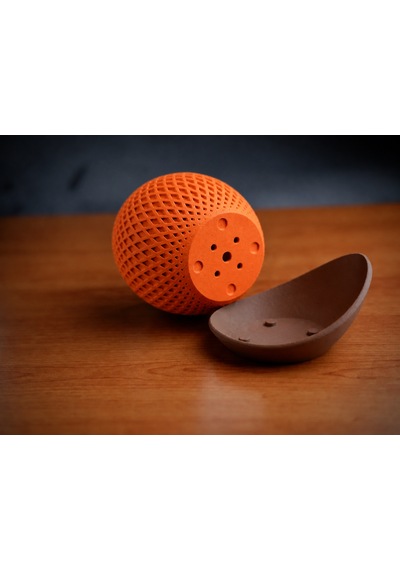 3d Baskı Küre Saksı - Kafes Dokulu İki Parçalı Dekoratif Saksı - Turuncu-kahverengi