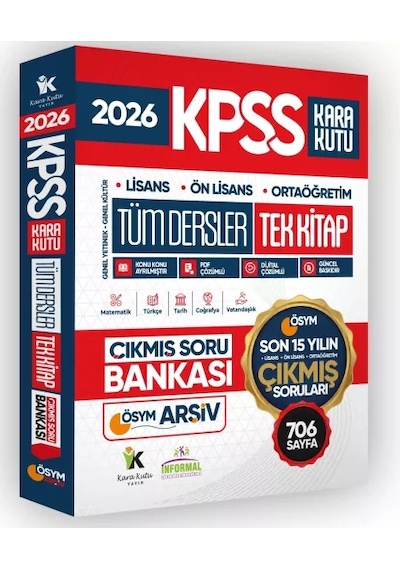 2026 FULLKPSS LİSANS-ÖNLİSANS-ORTAÖĞRETİM Son 15 Yılın Soruları Tüm Dersler Tek Kitap Soru Bankası2026 FULLKPSS LİSANS-ÖNLİSANS-ORTAÖĞRETİM Son 15 Yılın Soruları Tüm Dersler Tek Kitap Soru Bankası