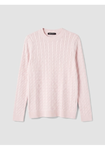 Lcw Modest Pembe Saç Örgüsü Desenli Kadın Triko Kazak