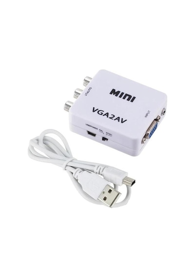 Vga To Av 3rca Video 1080p Çevirici Dönüştürücü Adaptör 3.5mm Destekli