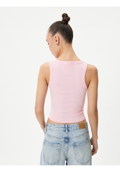Koton Basic Crop Atlet Bisiklet Yaka Pamuklu Ribanalı Pembe 4sal30089ık 4SAL30089IK274