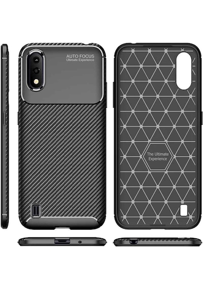 Samsung Galaxy Uyumlu A01 Karbon Desenli Negro Silikon Kılıf