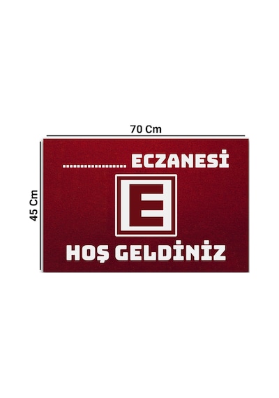 Valerine Life İsme, Kişiye Veya Firmaya Özel Eczane Logolu Kırmızı Hoş Geldiniz Kapı Önü Paspası 45x Kahverengi