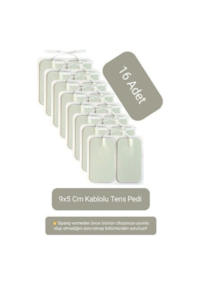 16 Adet 9x5 Cm Universal Büyük Boy Kablolu Tens Pedi - Tens Elektrot Pedi - Yedek Tens Elektrodu