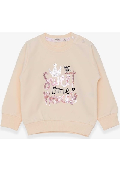 Breeze Kız Çocuk Sweatshirt Nakışlı Pullu 1-4 Yaş, Krem (553857958) Çok Renkli