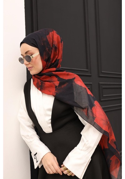 Silk Home Nariya Şal - 90006 - Siyah - Kırmızı
