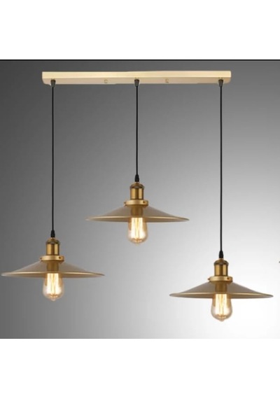 Dylight Retro Metal Dekoratif Eskitme Kaplama 3 Lü Masa Üstü Sıralı Avize Genişlik 60 Cm Beyaz