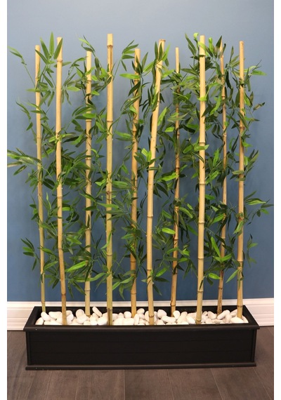 Yapay Çiçek Deposu 10 Çubuklu Ahşap Saksıda Bambu Seperatör 20x100x135cm