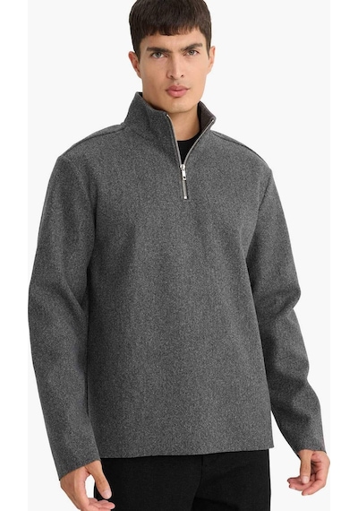 Defacto Regular Fit Yarım Fermuarlı Sweatshirt E9626ax25auar163 Antrasit-ar163