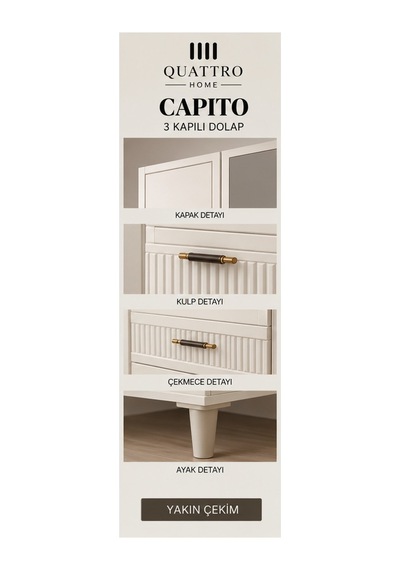 Capıto 3 Kapılı Dolap Beyaz