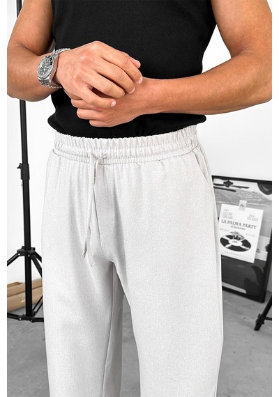 Açık Gri Dokulu Soft Jogger Pantolon Açık Gri