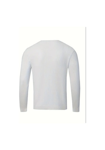Erkek Bisiklet Yaka Slim Fit Triko Kazak Beyaz