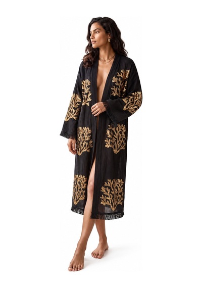 Brandsmiths Black Ethereal Coral Kimono Sarı