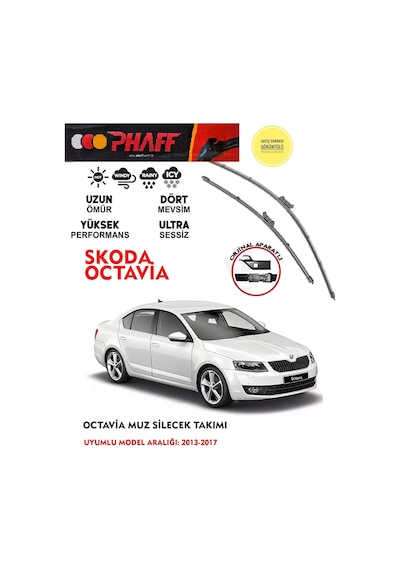 Skoda Octavia Muz Silecek Takımı 1.4 1.6 1.8 Araca Özel Aparat 2013 - 2017