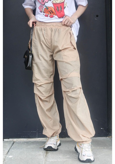 Madmext Bej Paraşüt Jogger Kadın Pantolon Mg1726-bej Bej