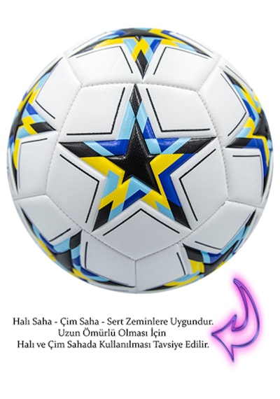 Alastor Şampiyonlar Ligi Pompalı Sert Zemin Futbol Topu Mavi - Sarı