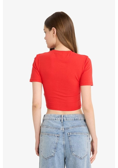 DeFacto Coool Fitted Crop Basic Düz Kırmızı Kısa Kollu Tişört F8924AX25HSRD1