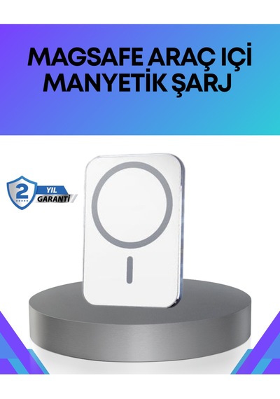 360 Döner Başlıklı Magsafe Araç Telefon Tutucu Hızlı Şarjlı Sarı