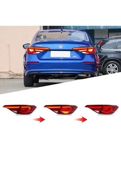 Civic Fe1 Uyumlu Led Stop / Dragon - Kırmızı 2022+