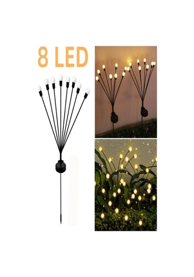 2 Adet 8 Led Li Güneş Enerjili Ateş Böceği Balkon Bahçe Lambası 2 Adet