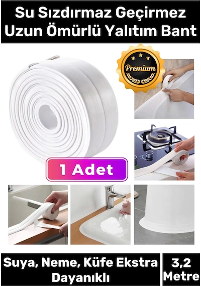 Deluxe Su Geçirmez Sızdırmaz Dayanıklı Lavabo Pvc Yağ Kenar Küf Önleyici 3.2m 1 Adet İzolasyon Bant