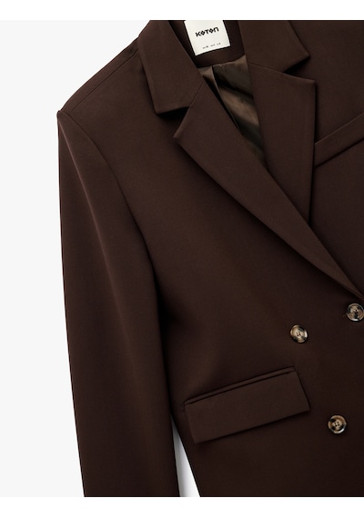 Koton Cepli Uzun Kollu Düğmeli Kruvaze Oversize Blazer Ceket Kahverengi 6wak50074pw Kahve