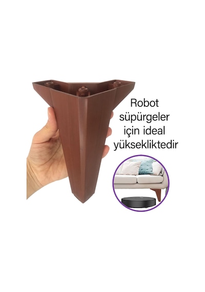 4 Adet Serdivan 15 Cm Ceviz Ahşap Desenli Lüx Mobilya Kanepe Sehpa Ünite Koltuk Ayağı Baza Ayak
