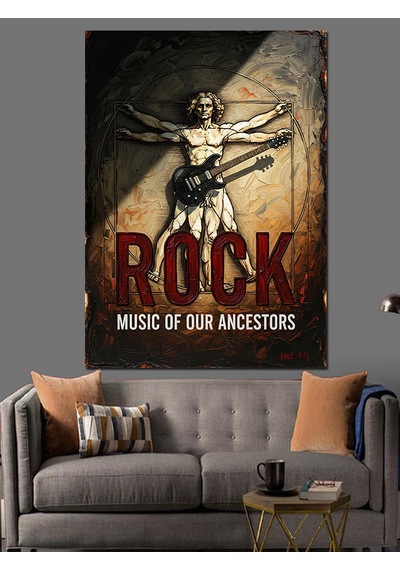 Ahşap Tablo Rock Müzik Ataları Vitruvius Sanatı