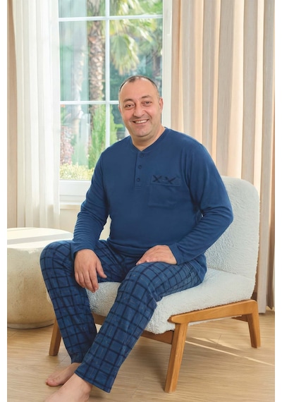 Aydoğan Erkek Emir Büyük Beden Kışlık Termal Petrol Pijama Takımı 0752