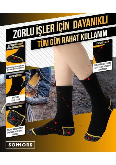 Xmlbayiciniz 3 Çift Erkek Çorap - Uzun Havlu Kışlık Outdoor Kamp Kar Çorabı Kadın - Pamuklu Yastıklı Nefes Alabilen Kalın Genel