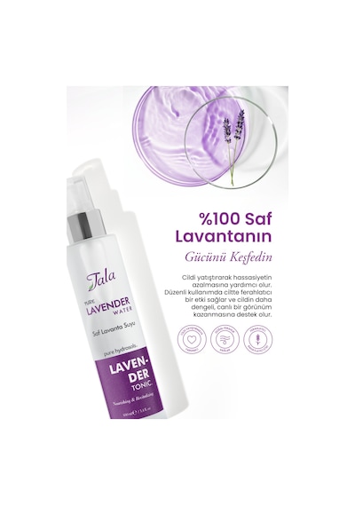 Tala Lavanta Suyu %100 Saf Ve Doğal Canlandırıcı Ve Besleyici Etkili Tonik Lavanta Hidrosolü 100 ML