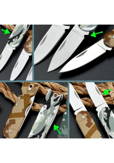 Omeniv Gri-Beyaz Kamuflaj Kamp Çakı Kamp Bıçak Anahtarlık Av Outdoor Beyaz