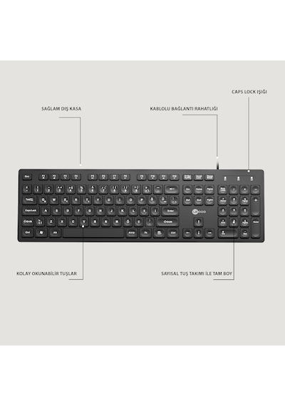Lecoo KB102 Kablolu Türkçe Q Klavye