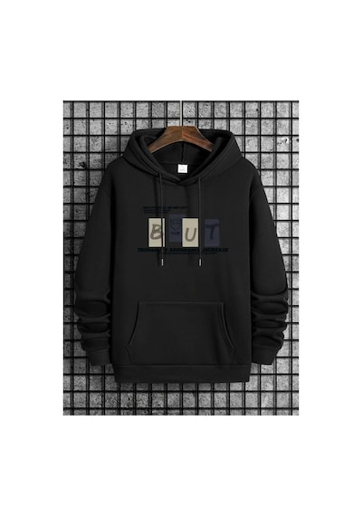 Medinenur But Baskılı Kapüşonlu Sweatshirt Siyah