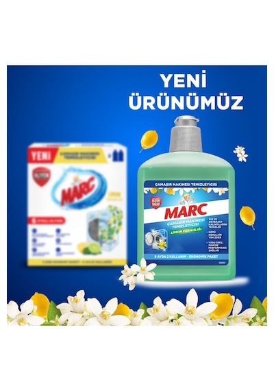 Marc Çamaşır Makinesi Temizleyici & Koruyucu Kireç Önleyici Limon Ferahlığı 2 x 500 ML