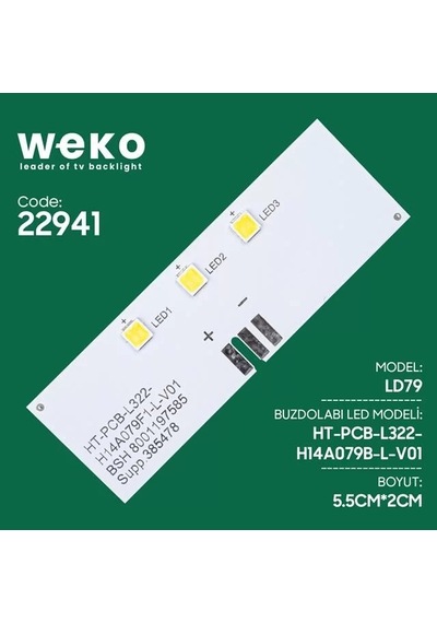Buzdolabı İç Aydınlatma Ledi Ld79 Ht-pcb-l322-h14a079b-l-v01 3 Çipli Altın