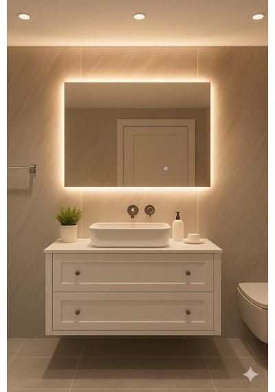 Digital Hayat Gün Işığı Led Dikdörtgen Ayna Dekoratif Banyo Makyaj Aynası Yatay Ve Dikey Kullanım Naturel