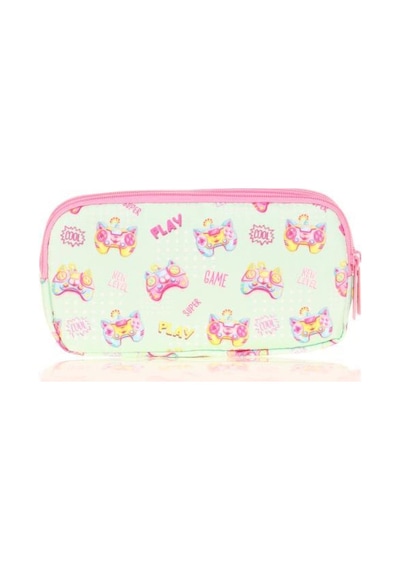 Kaukko Kids 3 Bölmeli Kalem Çantası Flat Game Yeşil L8151
