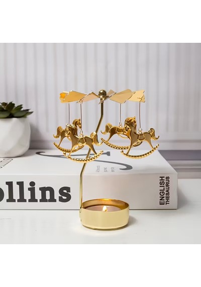Isı İle Dönen Mumluk Atlı Karınca Modeli Dilek Çanı Gold