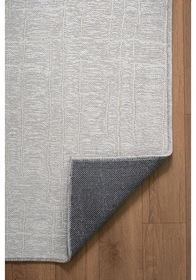 Seria Sra01g Gri Dekoratif Şönil Kilim Çizgili Desen Yıkanabilir Yumuşak Kaymaz Taban Halı Yolluk