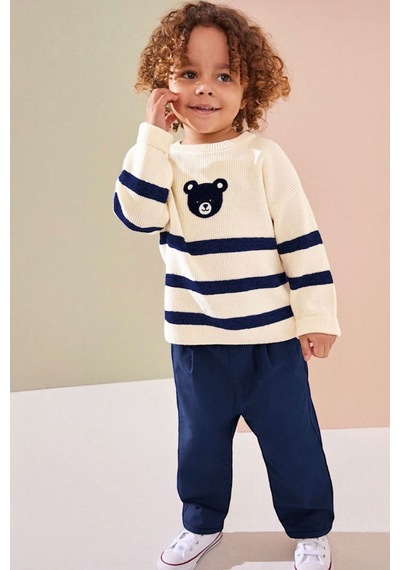 Miniğimin Cicileri Blue Bear Triko Pantolonlu Erkek Çocuk Takım - Krem