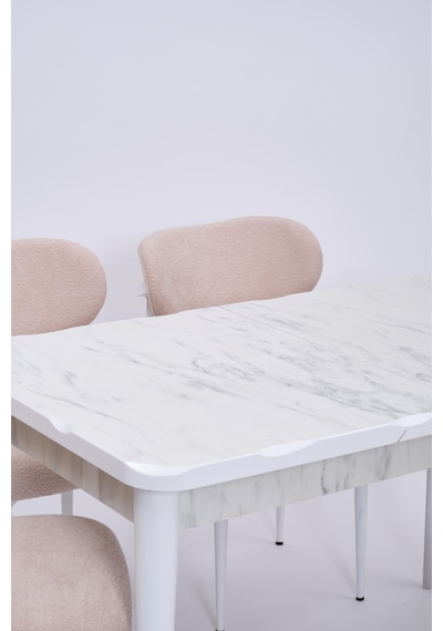 Yakamoz Polo Mdf Lak Panel Mutfak Masa Sandalye Takımı 80x130 beyaz