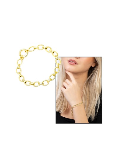Gold Renk Halloy Model 925 Ayar Gümüş Kadın Bileklik