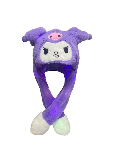 Mj Toys Mor Kulakları Hareket Eden Işıklı Kuromi Şapka Tavşan Şapka Mor