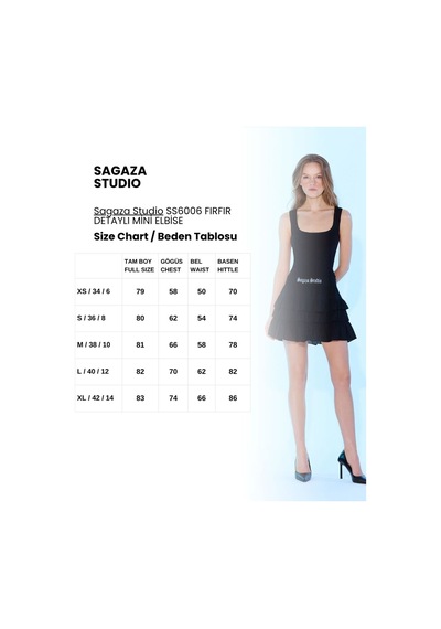 Sagaza Studio Ss6006 Jessıca Fırfır Detaylı Mini Elbise Siyah